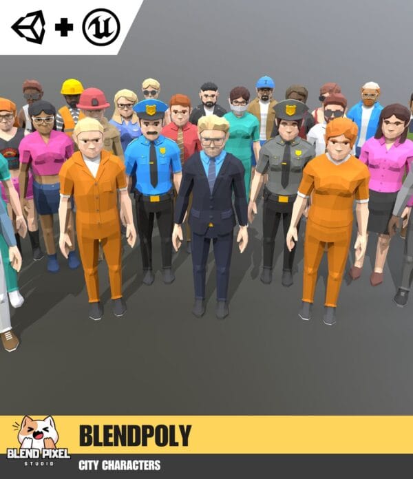 BlendPoly City Characters - Low Poly Assets