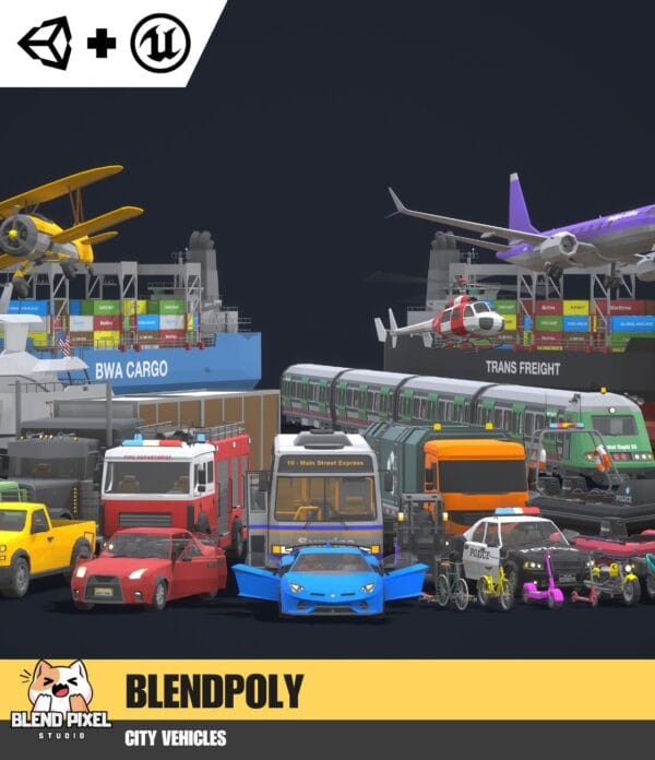 BlendPoly City Vehicles - Low Poly Assets