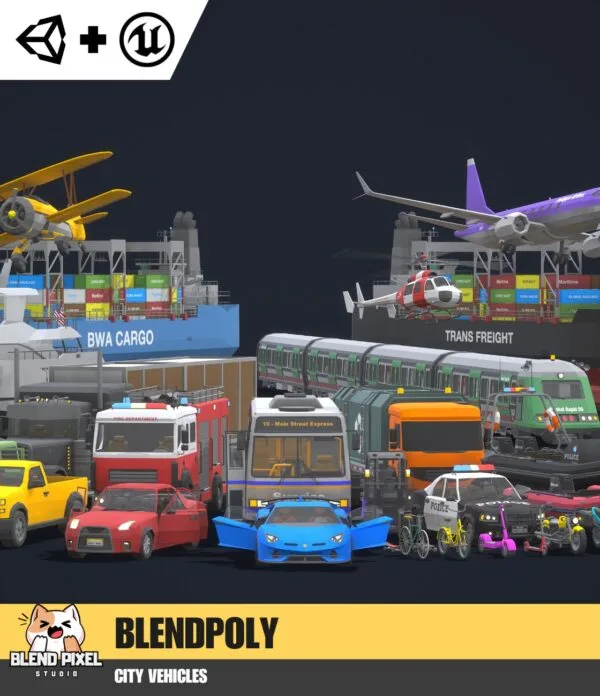 BlendPoly City Vehicles - Low Poly Assets