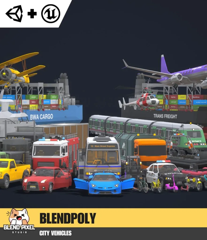 BlendPoly City Vehicles - Low Poly Assets