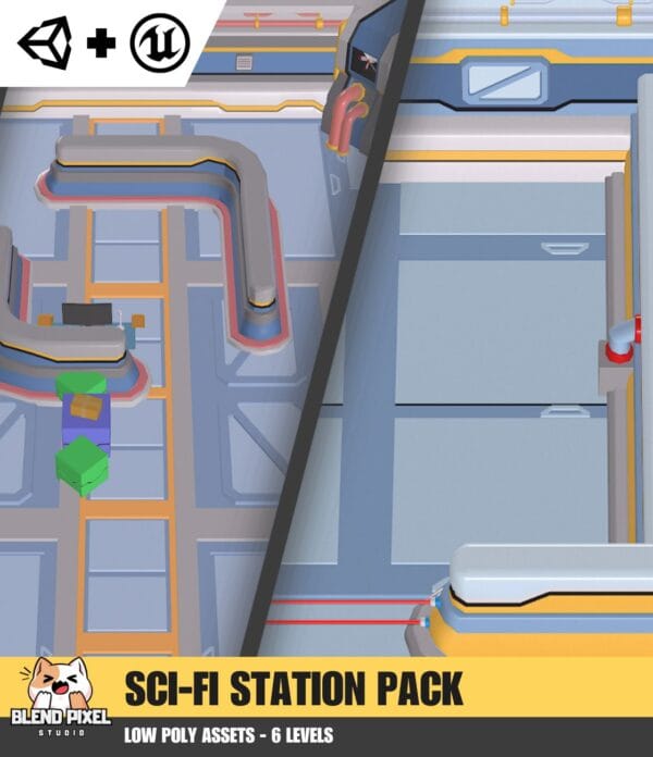 Low Poly Sci-Fi Station Pack