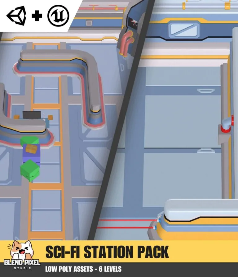 Low Poly Sci-Fi Station Pack