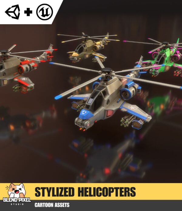 3D Stylized Helicopters - Cartoon Assets